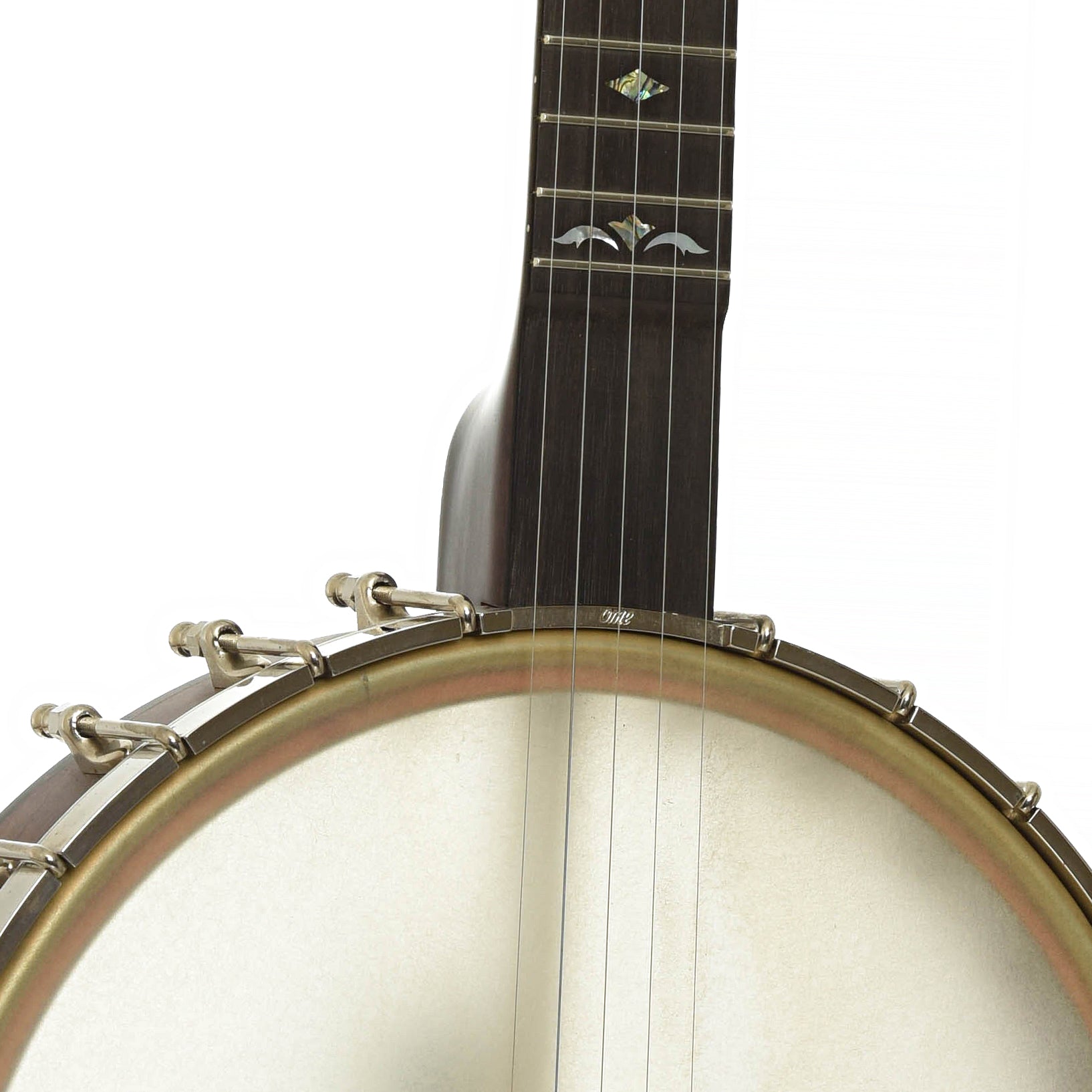Front neck joint of Ome Juniper Deluxe 12" Open Back Banjo