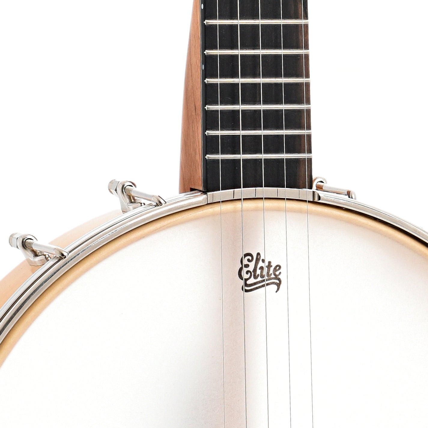 Front body and neck join of Chuck Lee Custom Lone Star 12 " Openback Banjo, Integral Wood Tone Ring