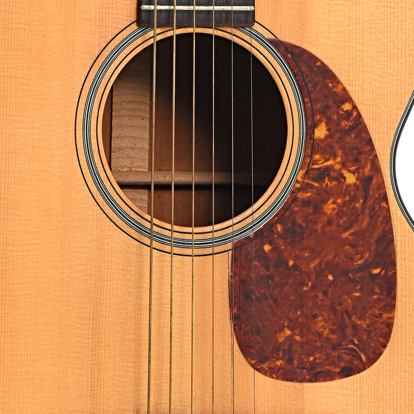 Sound hole and pickguard of Martin 0-18 Acoustic Guitar  (1957)