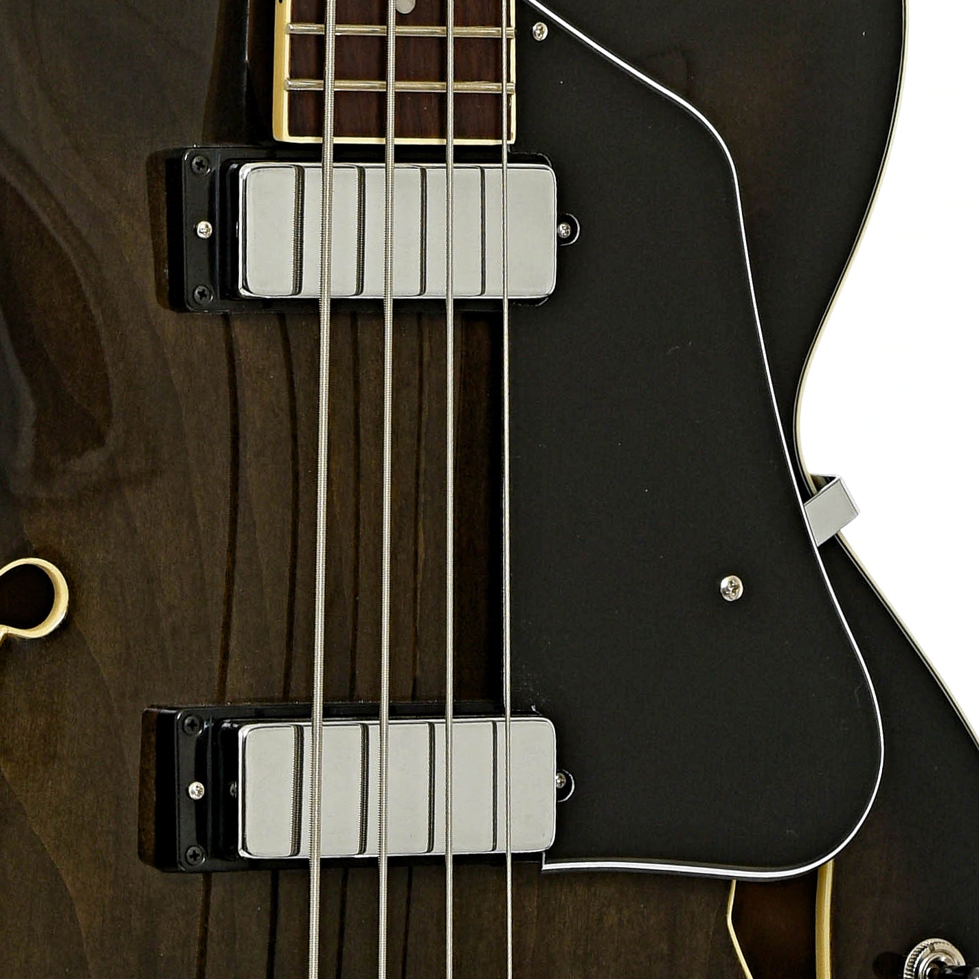 Pickups of Ibanez Artcore AFB200 Hollowbody Electric Bass Guitar, Transparent Black Sunburst