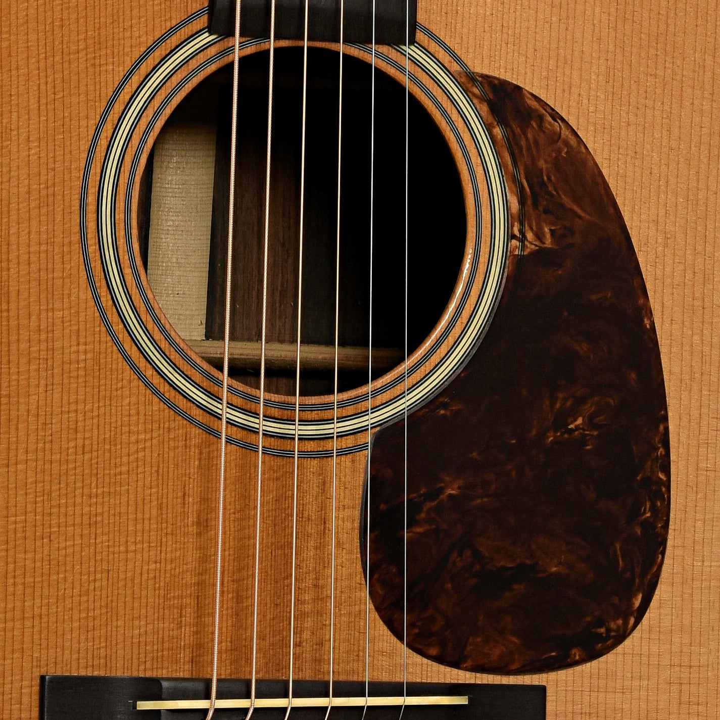 Soundhole of Pre-War Guitars Co. Herringbone Brazilian Rosewood Dreadnought Acoustic Guitar, Level 1 Aging 