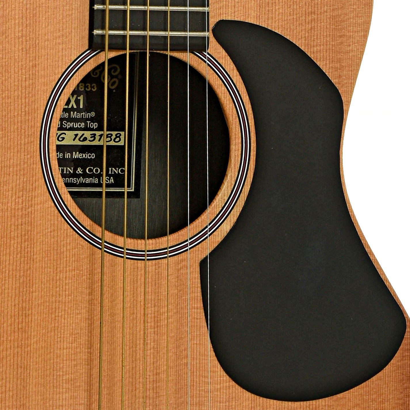 Soundhole of Martin LX1 Little Martin Acoustic Guitar