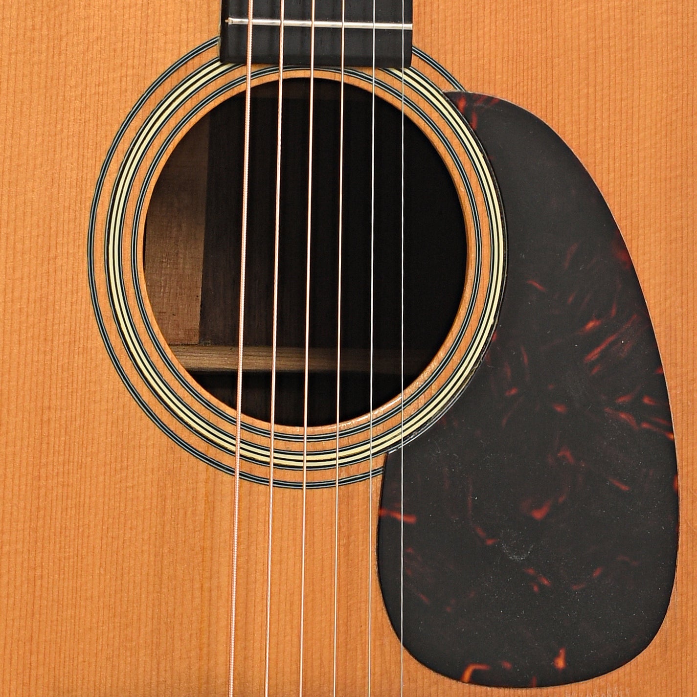 Sound hole and pickguard of Martin D-28 Acoustic Guitar (1963)