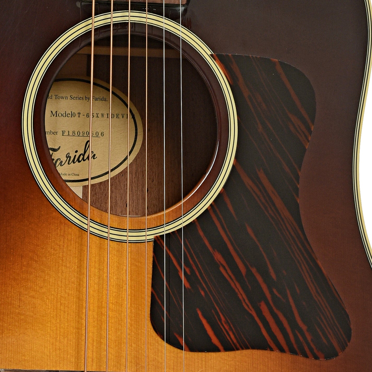 Soundhole of Farida Holiday Pack, All Solid Dreadnought Acoustic Guitar