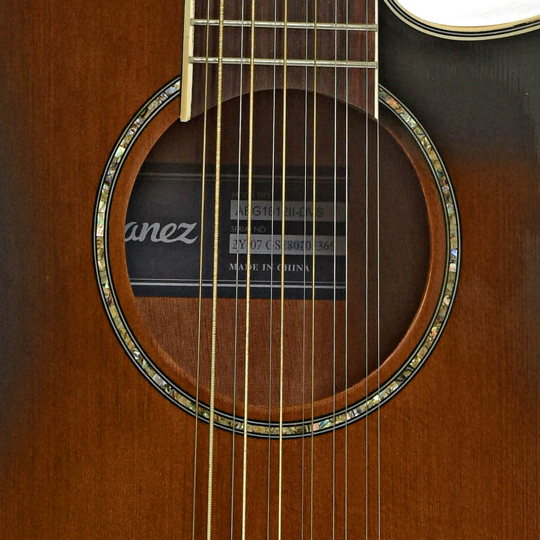 Soundhole of Ibanez AEG1812 II 12-String Acoustic-Electric Guitar