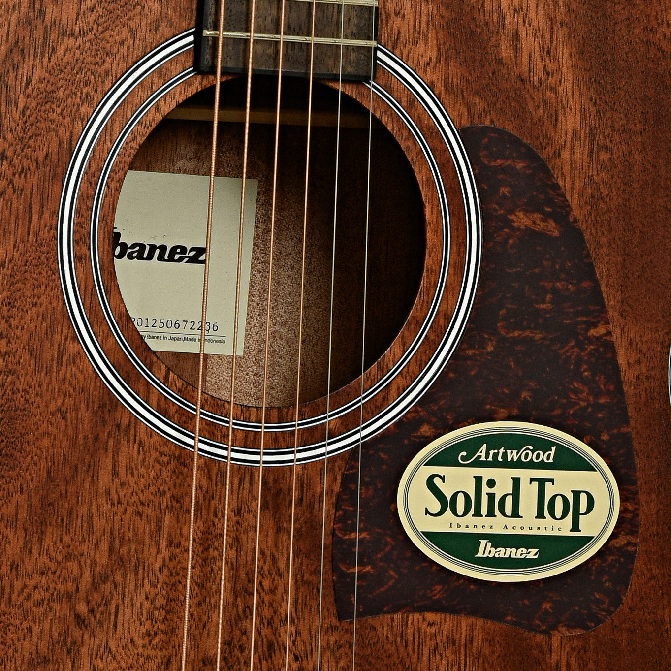 Soundhole of Ibanez AJ54E Artwood Jumbo Acoustic-Electric Guitar, Open Pore Natural