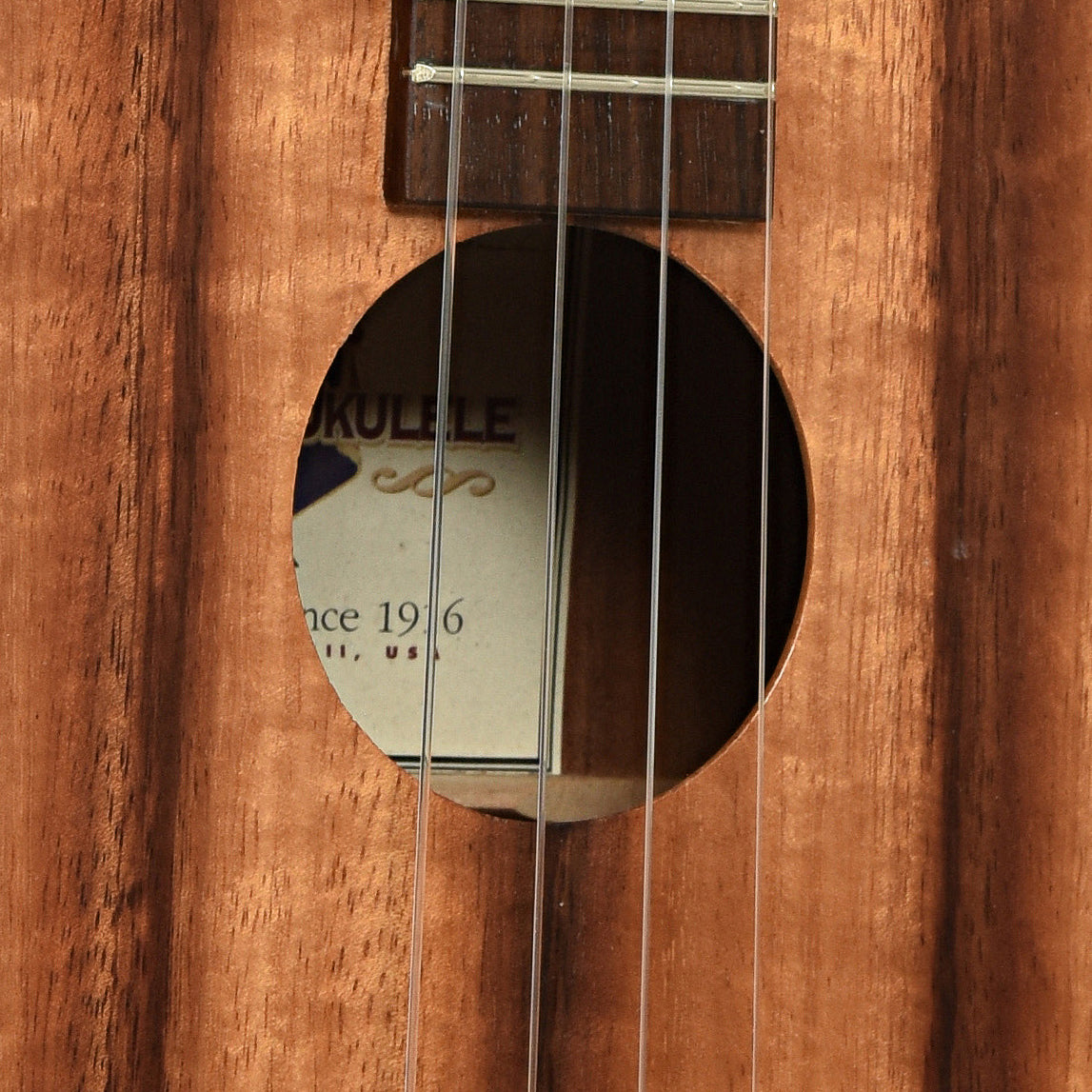 Soundhole of Kamaka HF-3 P Tenor Ukulele 