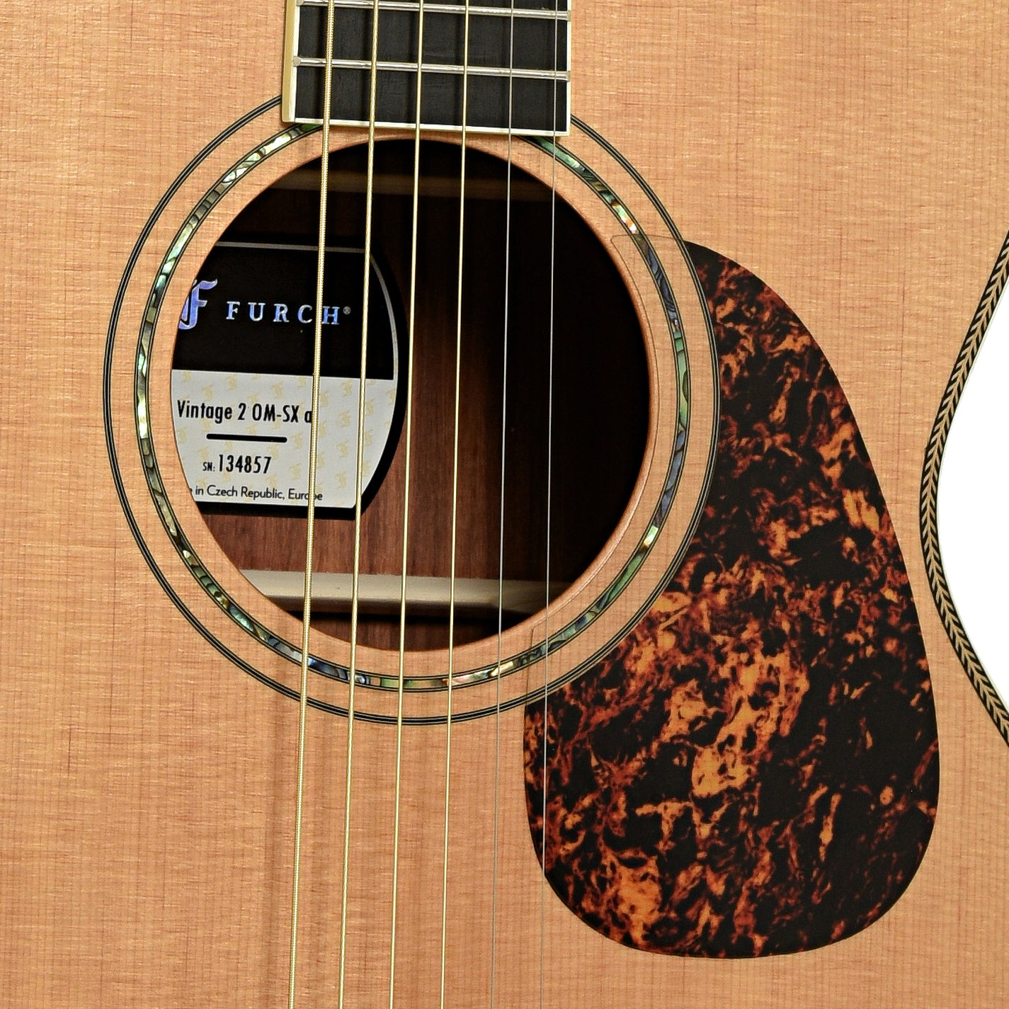 Soundhole of Furch Limited Edition Vintage 2OM-SX a Acoustic Guitar