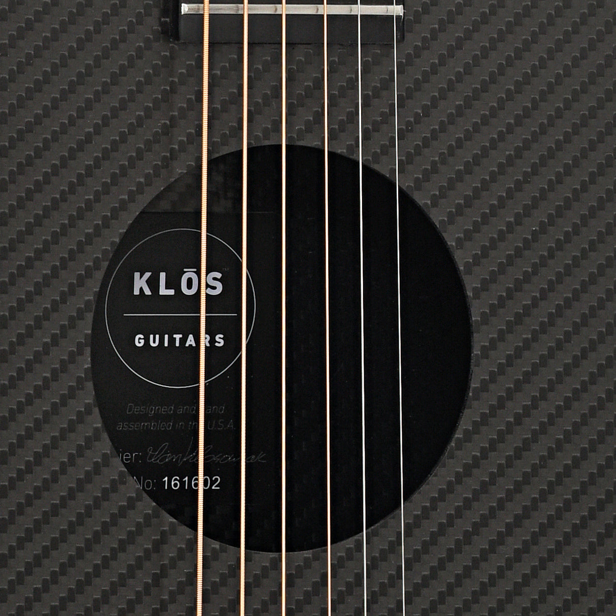 Sound hole of KLOS Guitars Hybrid Acoustic-Electric Travel Guitar