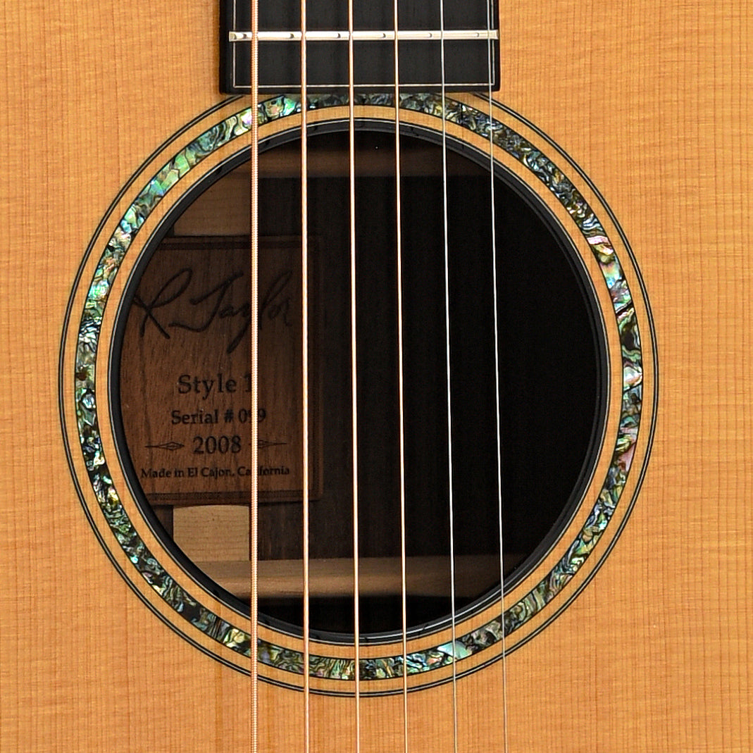 Sound hole of R. Taylor Style 1 Acoustic