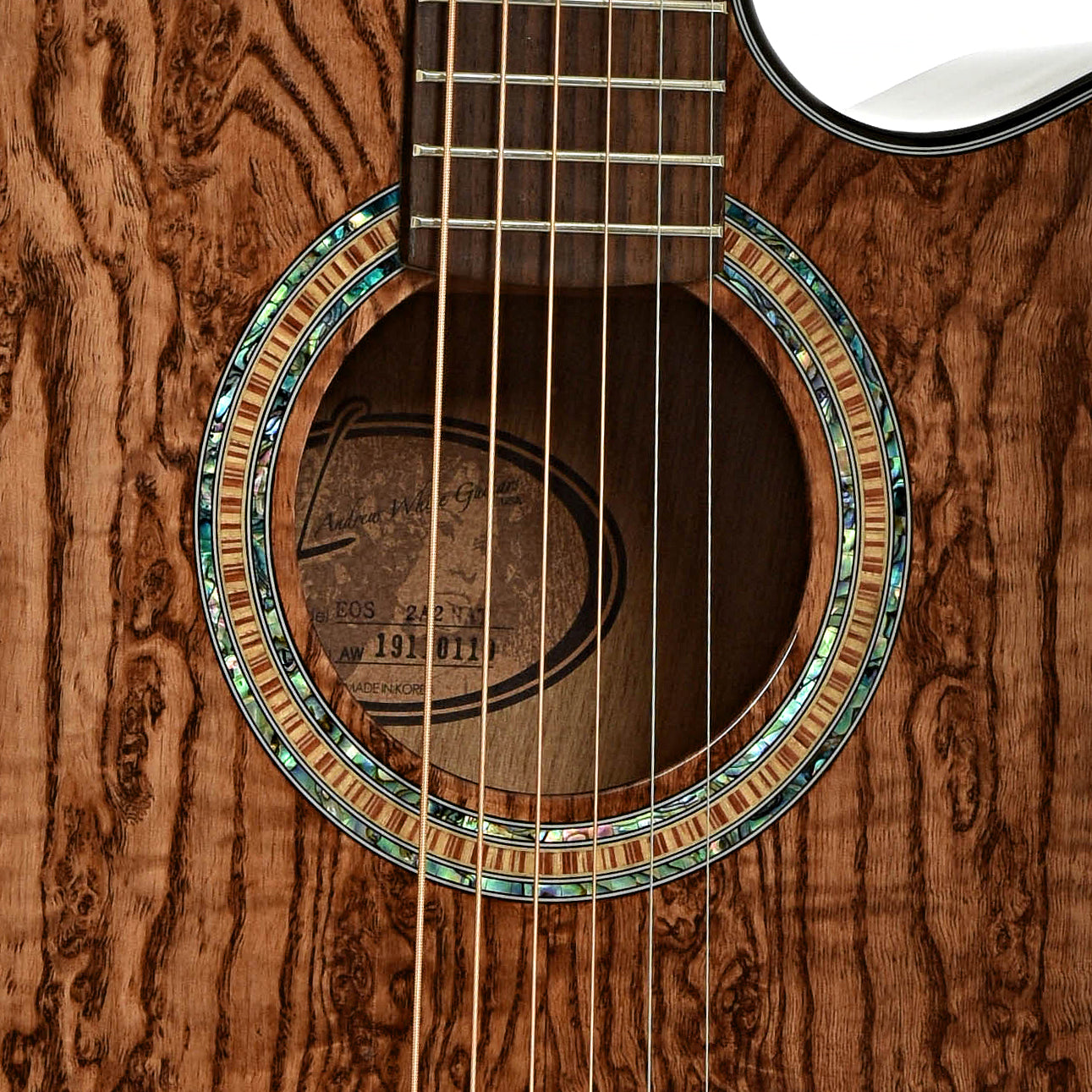 Soundhole of Andrew White EOS 2A2 Acoustic-Electric Guitar