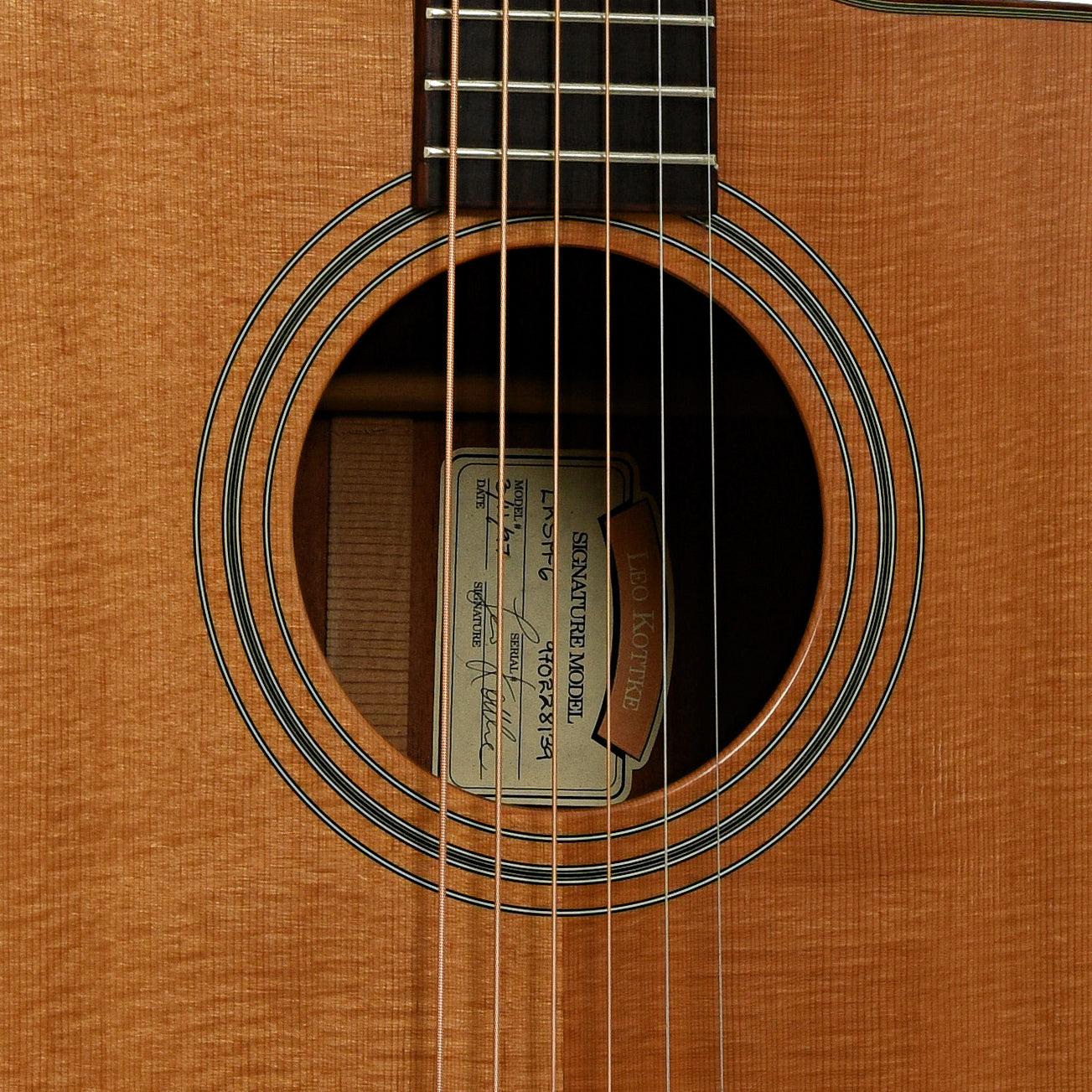 Soundhole of Taylor LKSM-6 Leo Kottke Signature Model