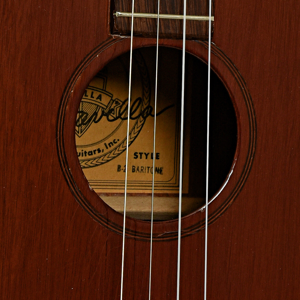 Soundhole of Favilla B-2 Baritone Ukulele