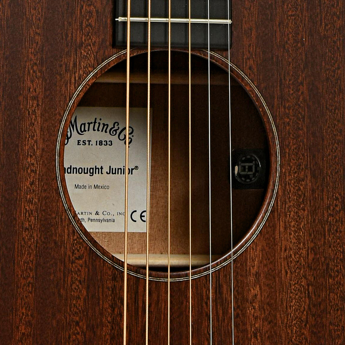 Soundhole of DC-JRE StreetMaster Junior Acoustic Electric Guitar & Gigbag