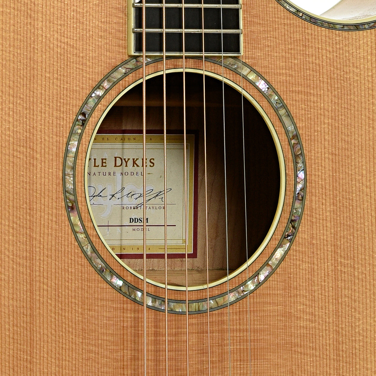 Soundhole of Taylor DDSM Doyle Dykes Signature Model  Guitar