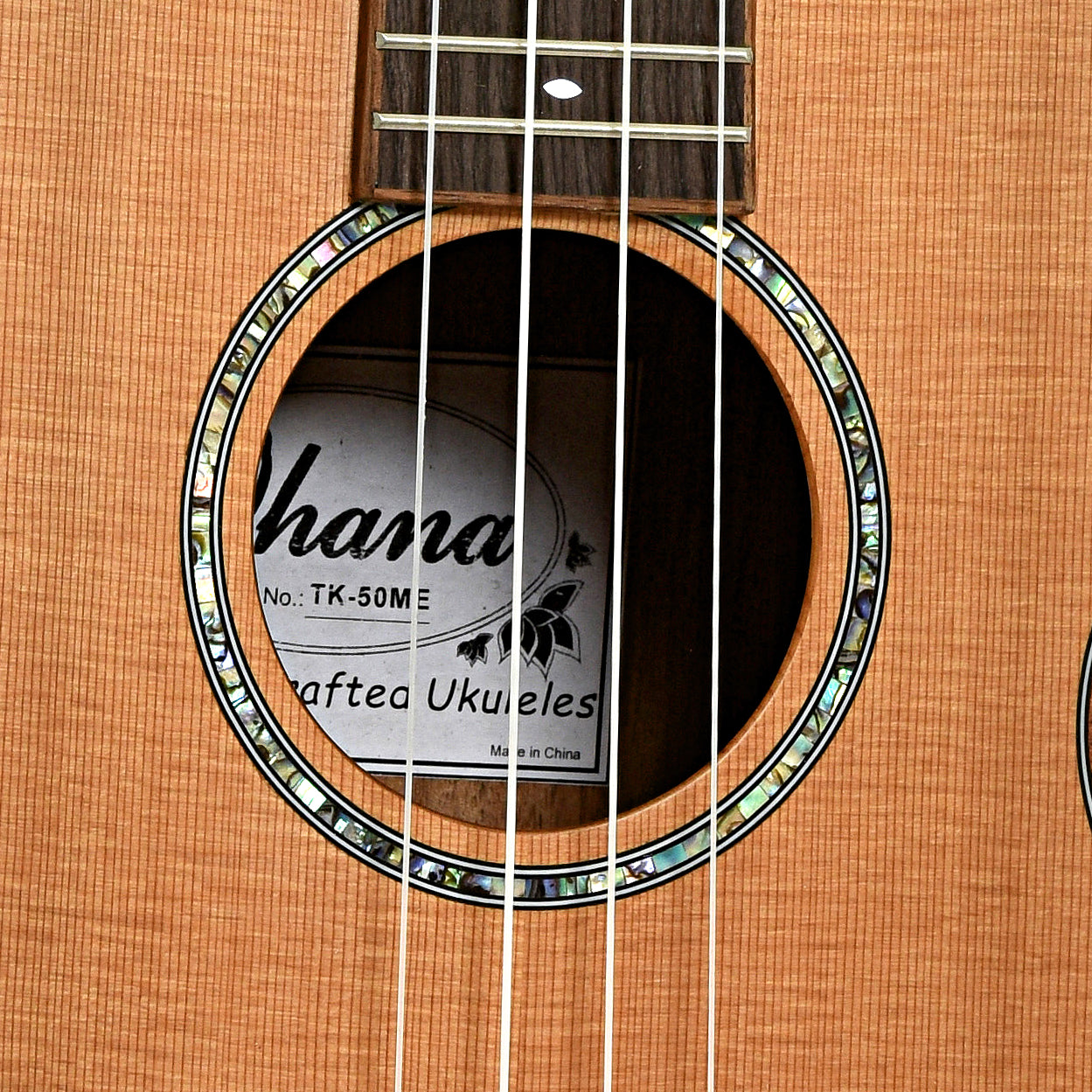 Soundhole of Ohana TK-50ME Tenor Ukulele