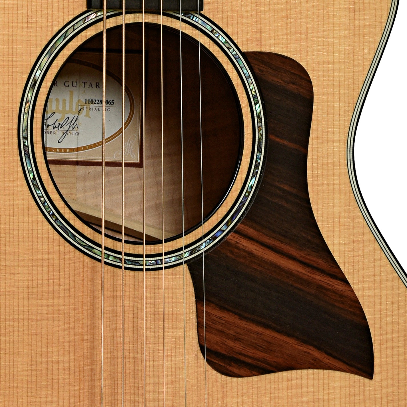 Soundhole of Taylor 612ce 12-Fret Acoustic-Electric Guitar