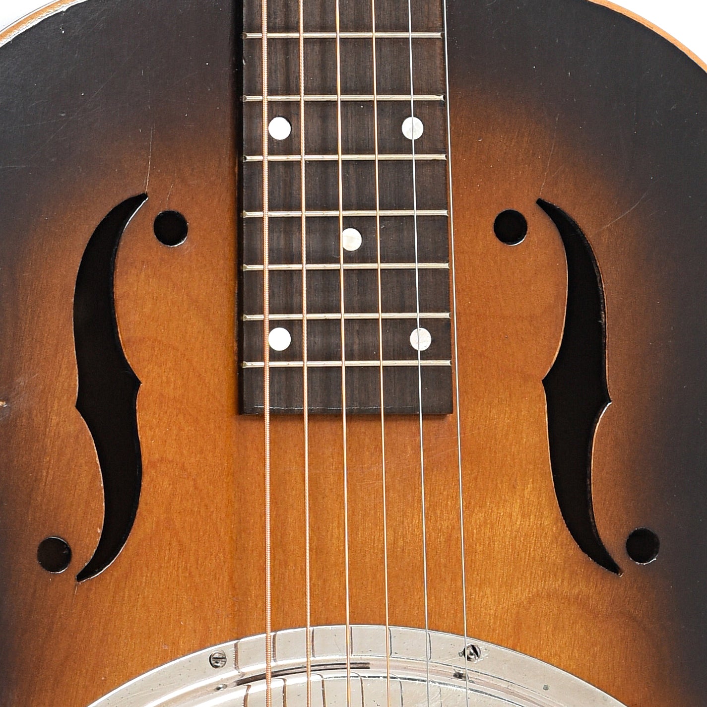 F-holes of Dobro Model 25 Squareneck Resonator Guitar (1930s)