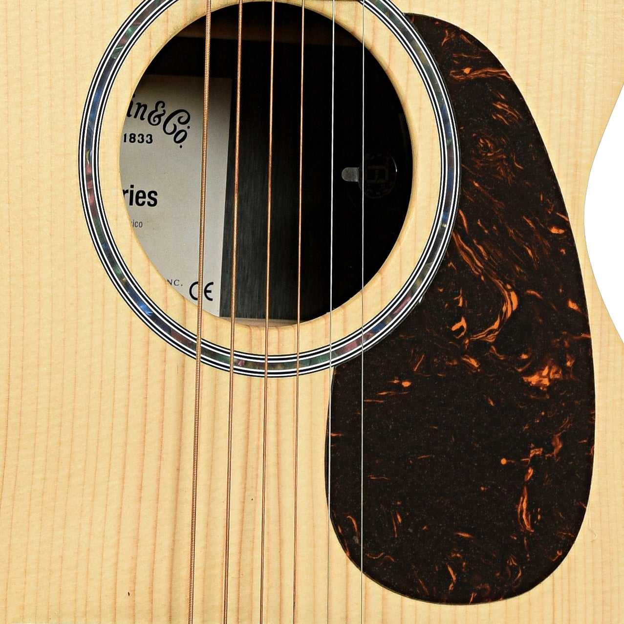 Soundhole of Martin 0-X2E Cocobolo Acoustic Guitar 