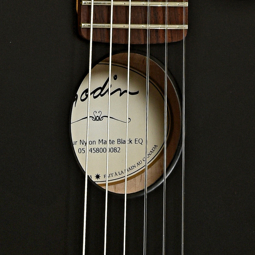 Soundhole of Godin G Tour Nylon String Matte Black Acoustic-Electric Guitar