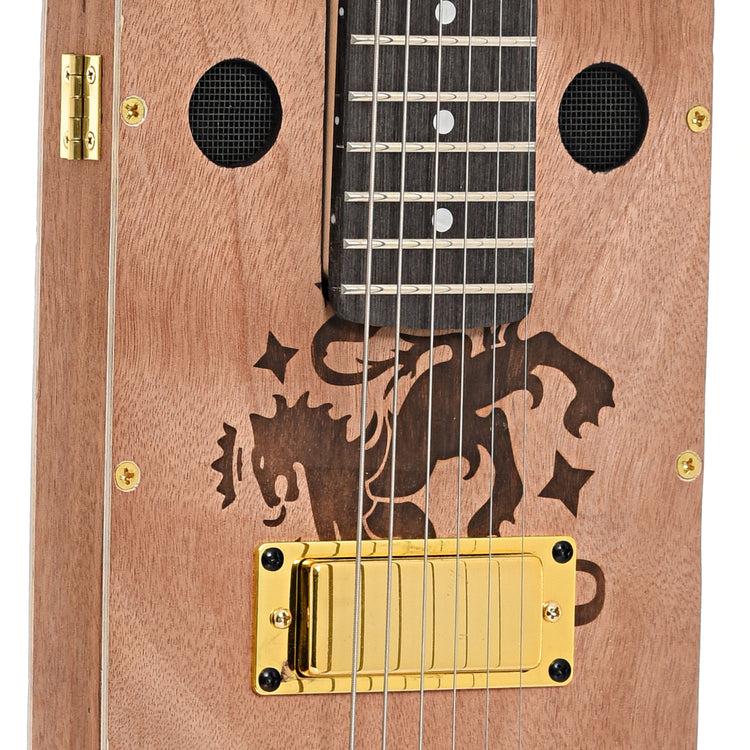 Pickup of Get Down Guitars 6-String Liga Privada Feral Flying Pig Cigar Box Guitar
