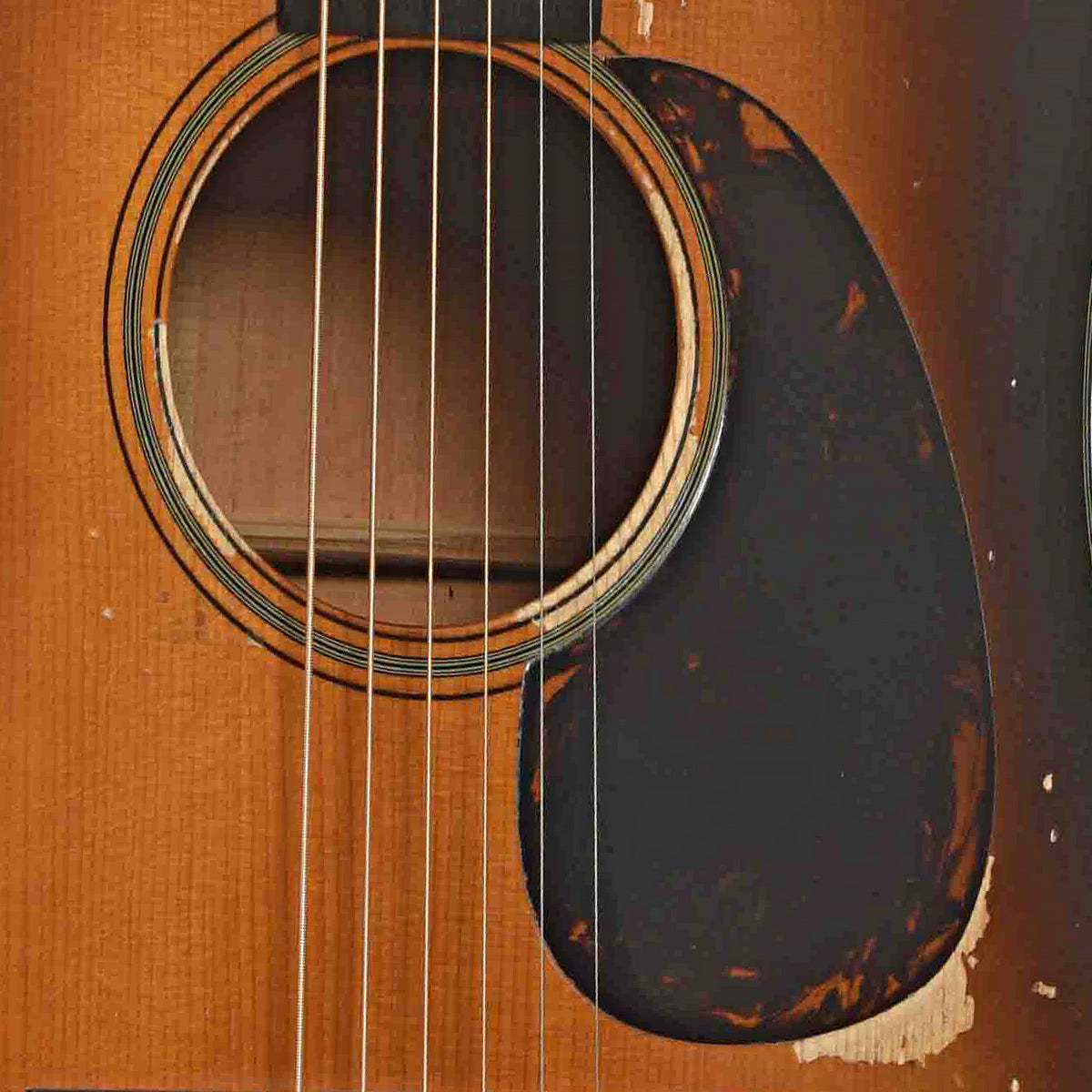 Soundhole of Pre-war Guitars Co. Dreadnought Mahogany Acoustic Guitar & Case, Level 1 Shade Top