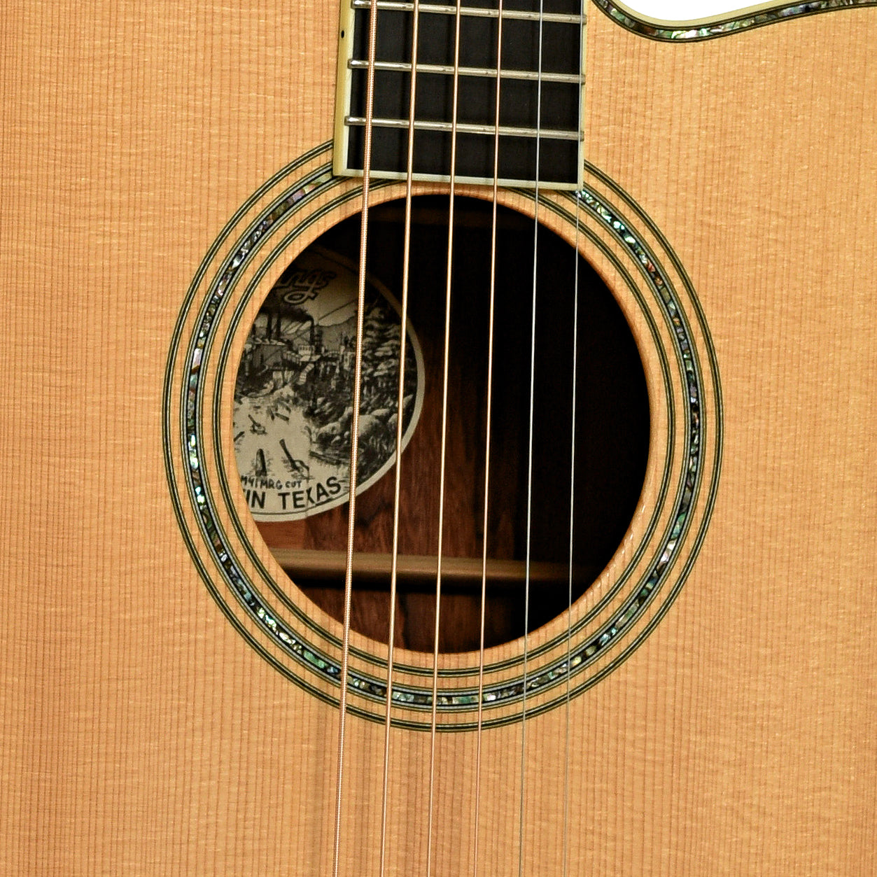 Soundhole of Collings OM-41 MRG Cutaway Acoustic Guitar
