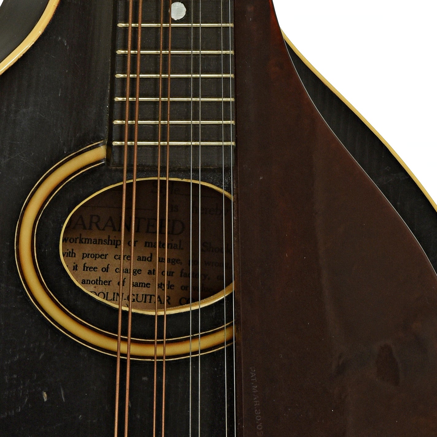 Soundhole of Gibson A Snakehead Mandolin