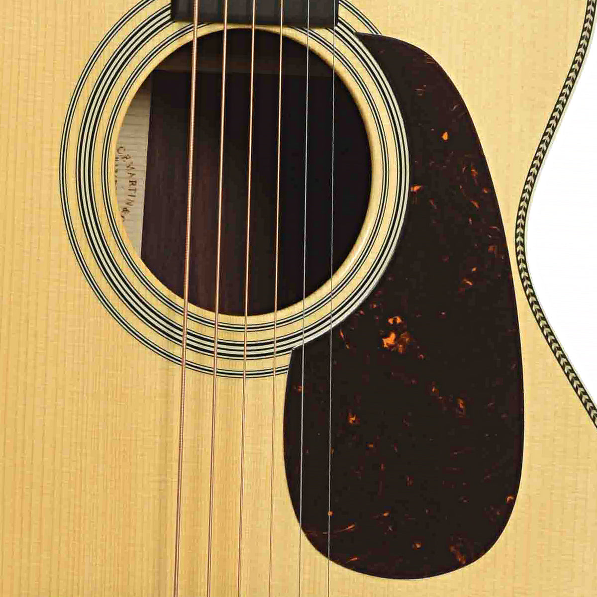 Soundhole of Martin Custom Shop 0-28 Acoustic Guitar & Case