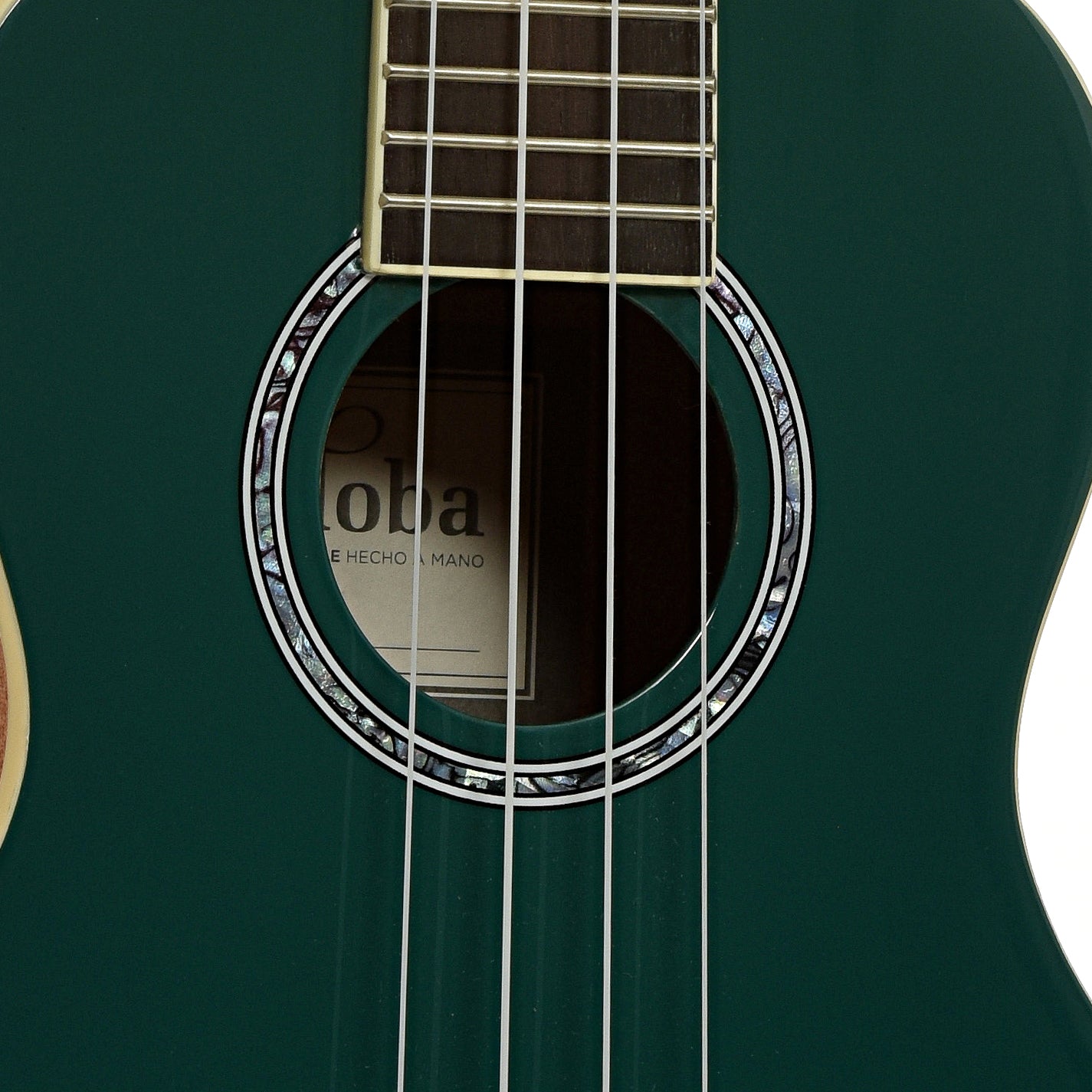 Soundhole of Cordoba 15C Concert Ukulele, Catalonia Green