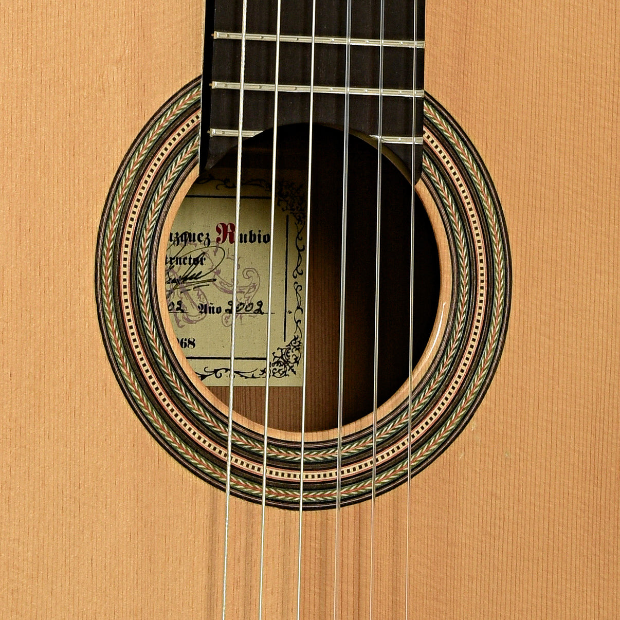 Soundhole of G.V. Rubio Hauser Model Classical Guitar