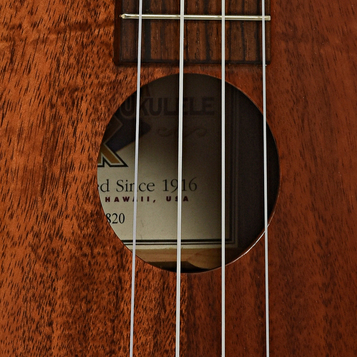 Soundhole of Kamaka HF-2 Concert Ukulele
