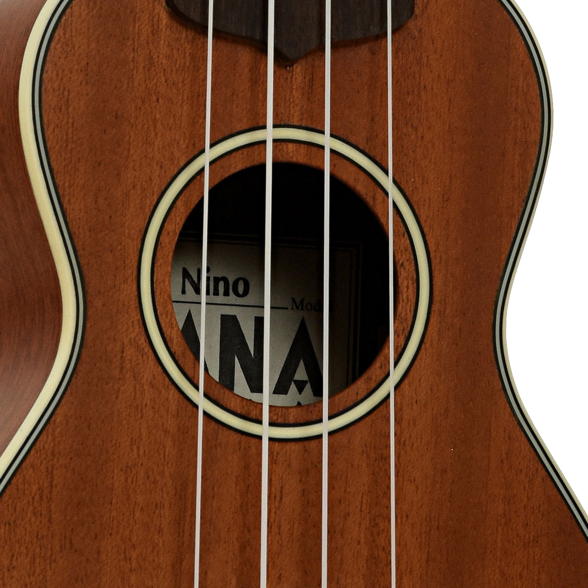 Soundhole of Ohana O'Nino Sopranissimo Ukulele
