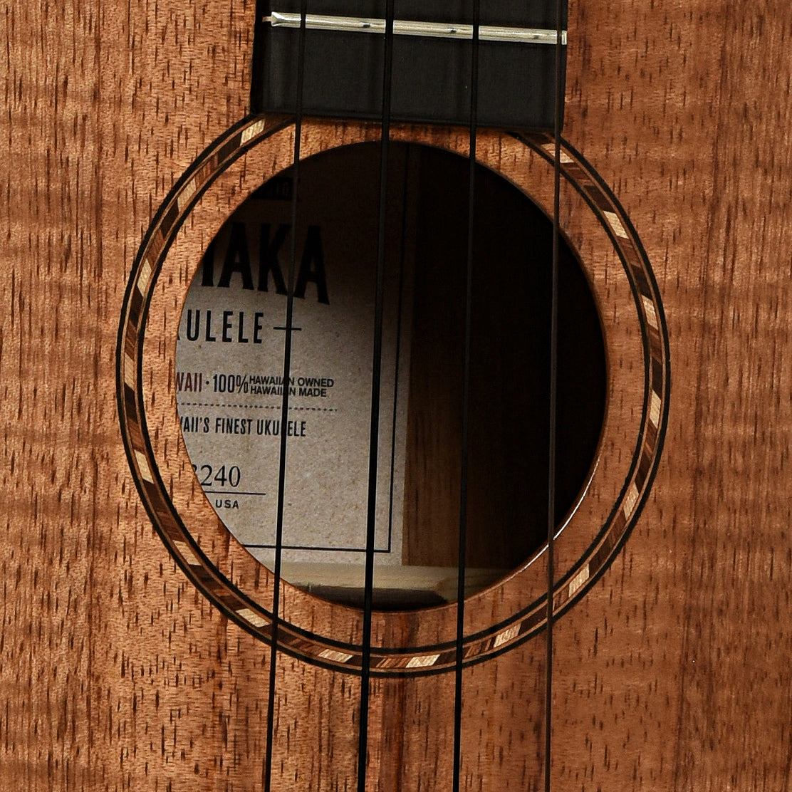 Soundhole of Kamaka 100th Anniversary HF-3D Deluxe Tenor Ukulele with Case