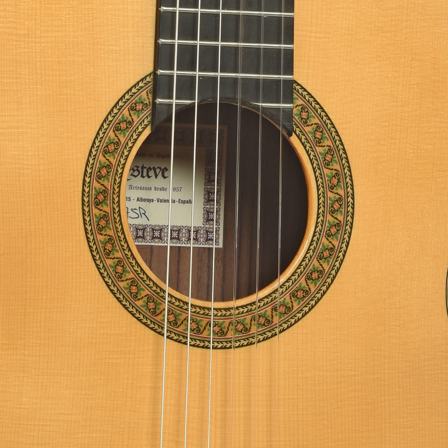 Soundhole of Esteve 7SR Classical Acoustic Guitar