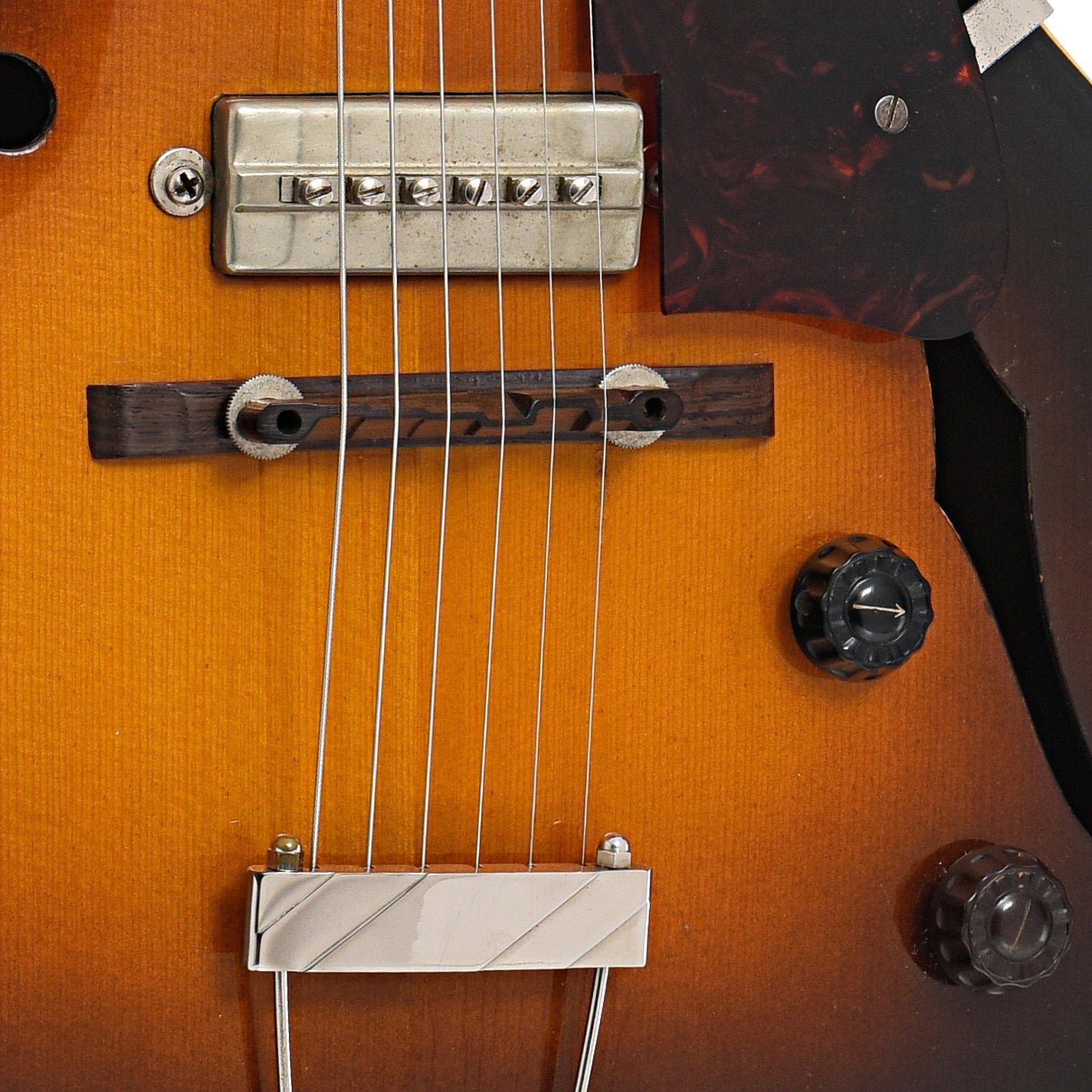 Pickup, Bridge and controls of Gibson ES-150 Hollow Body Electric Guitar (1941)