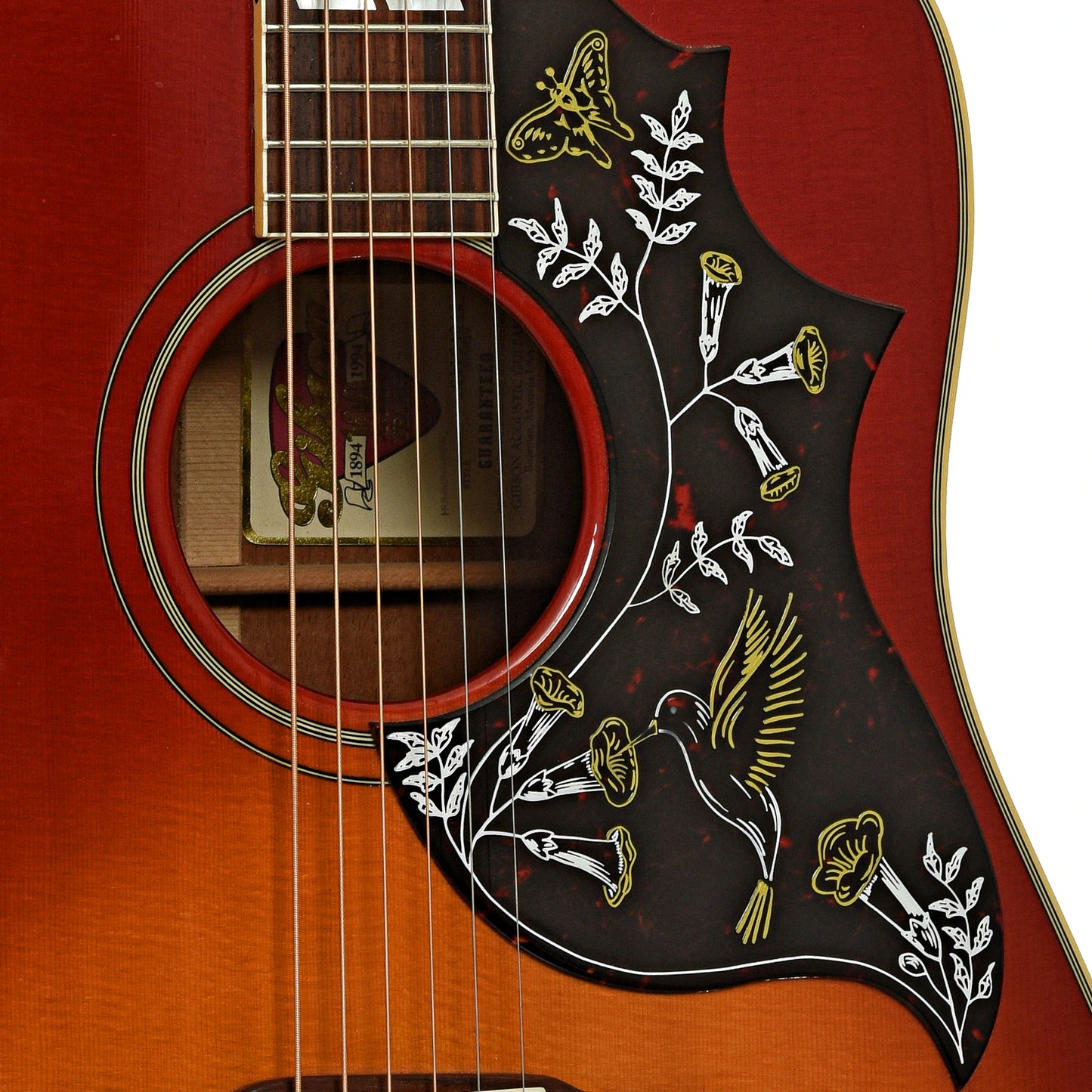 Soundhole of Gibson Hummingbird Acoustic Guitar