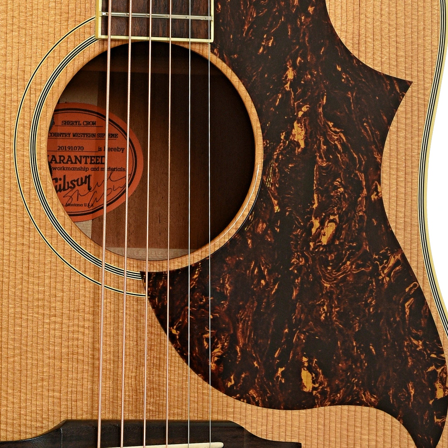 Soundhole of Gibson Sheryl Crow Country Western Supreme Acoustic Guitar