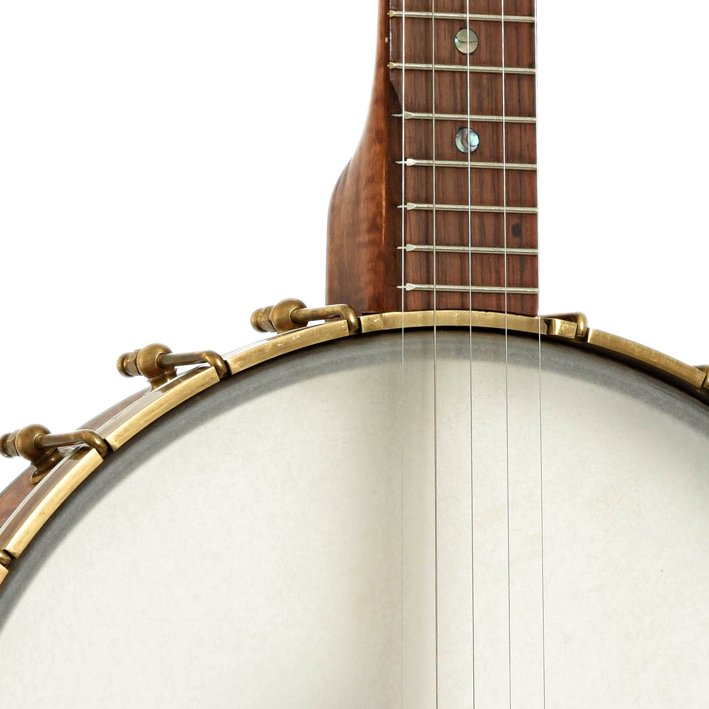 Front neck joint of Starr Banjos 13" Curly Maple Openback Banjo