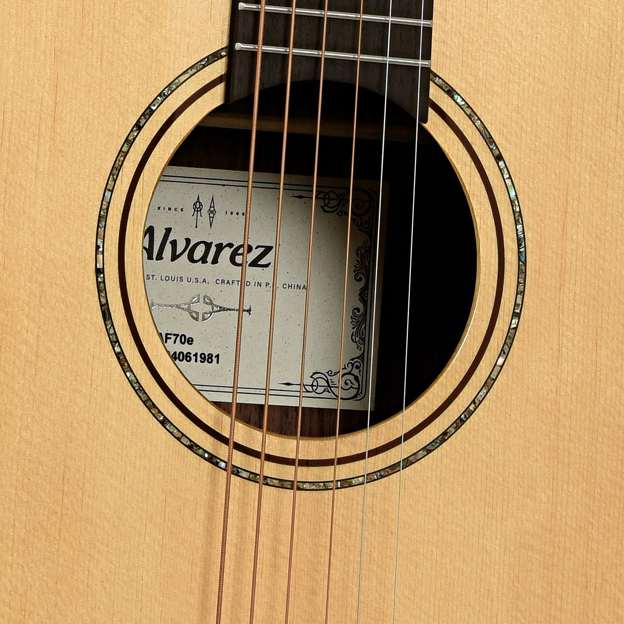 Soundhole of Alvarez Artist Series AF70E OM Acoustic-Electric Guitar 