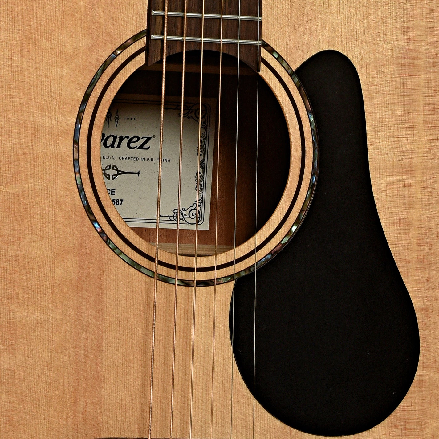 Soundhole of Alvarez Artist Series AD30CE Dreadnought Acoustic-Electric Guitar