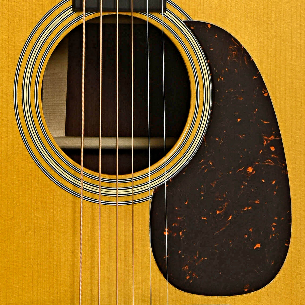 Soundhole of Martin Custom Shop D-28 Authentic, Madagascar Rosewood, Acoustic Guitar & Case