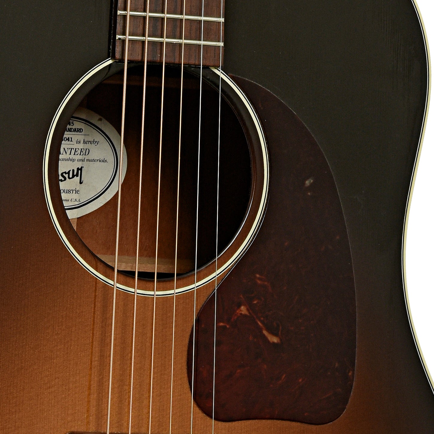 Soundhole of Gibson J-45 Standard Acoustic Guitar 