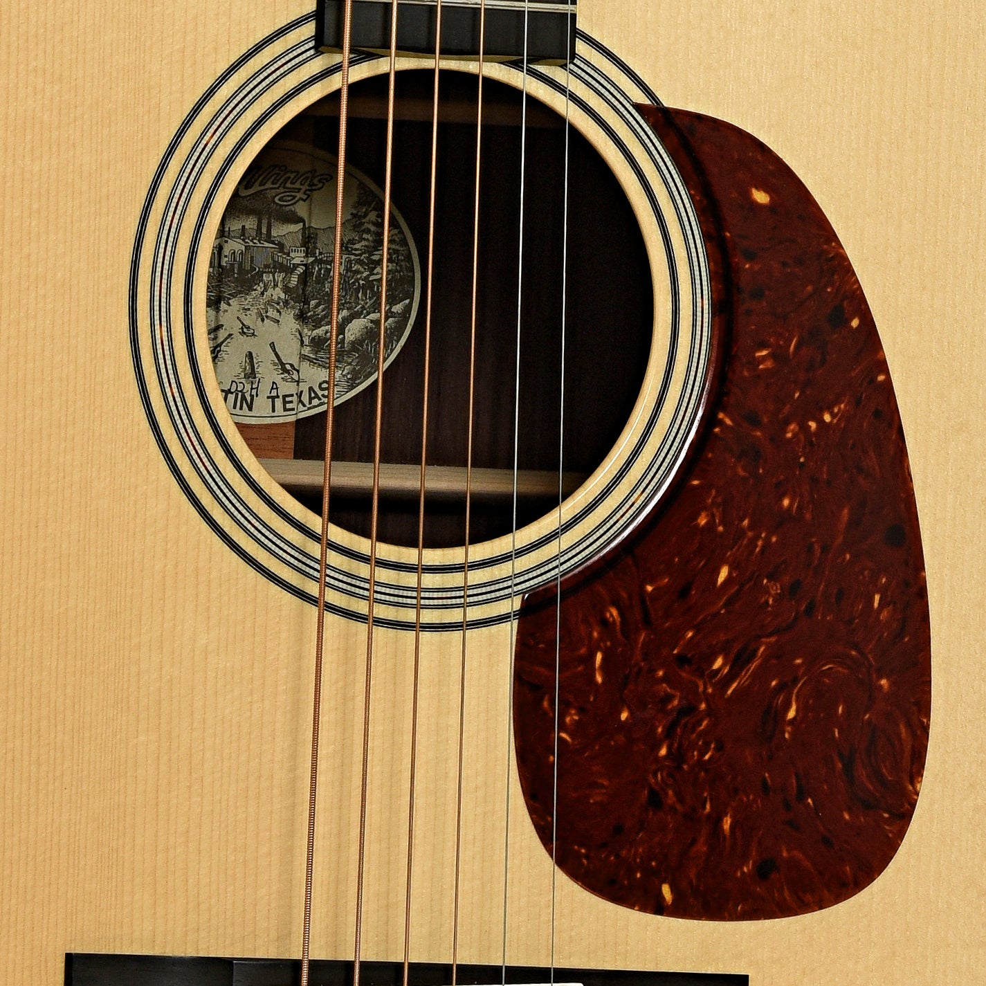 Soundhole of Collings D2HA Guitar & Case, Adirondack Top, Wide Nut 