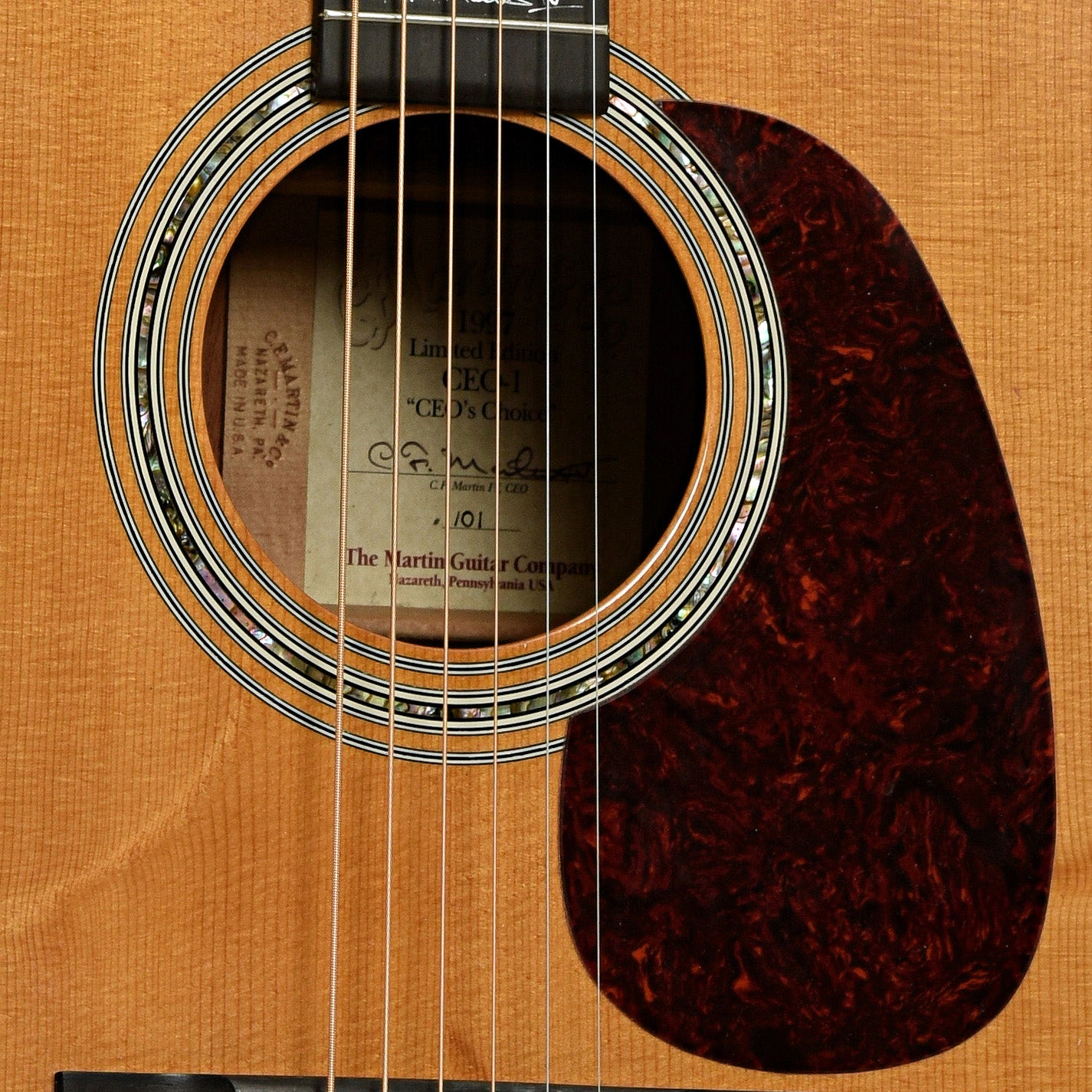 Soundhole of Martin CEO-1 Acoustic Guitar 