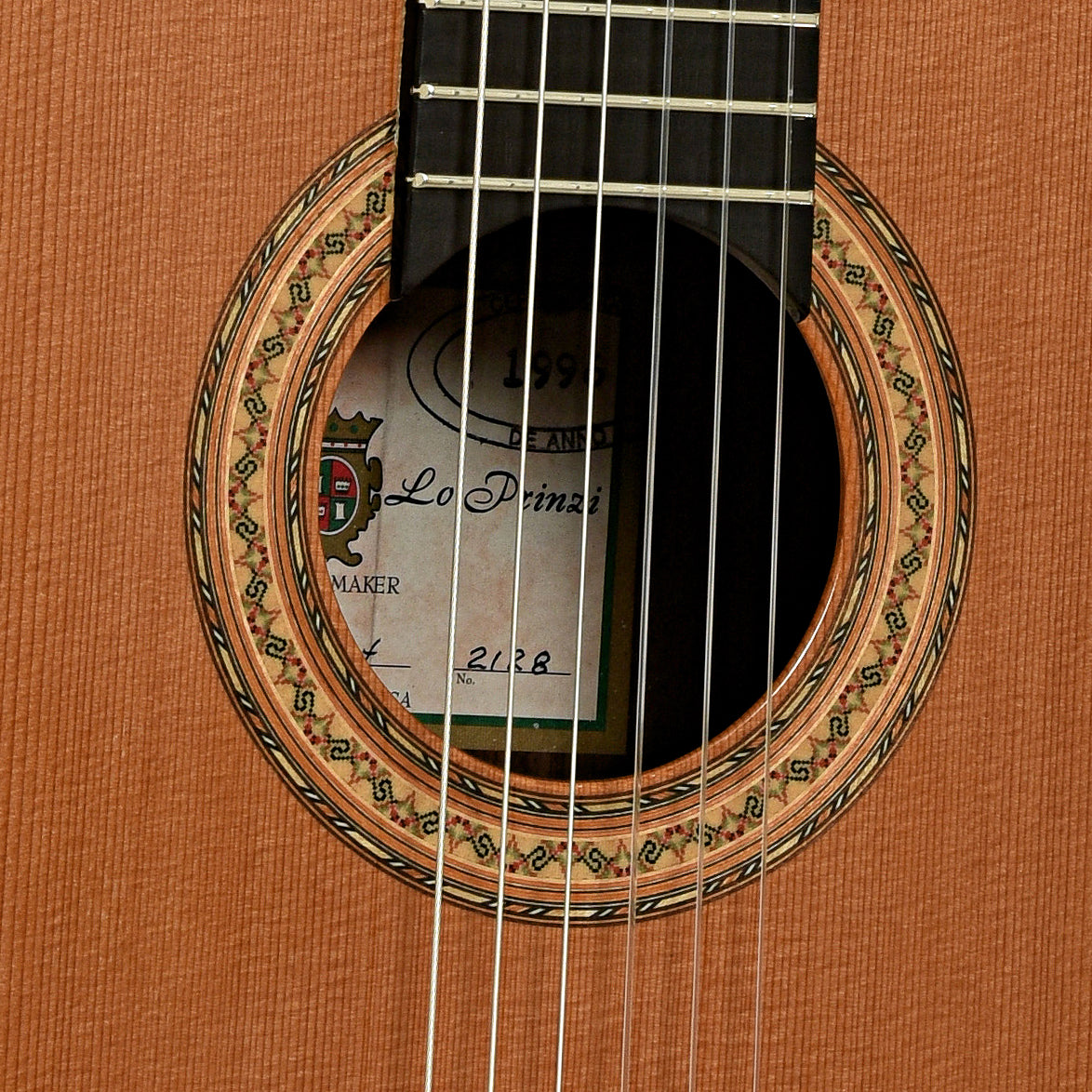 Soundhole of LoPrinzi International Concert Classical Guitar