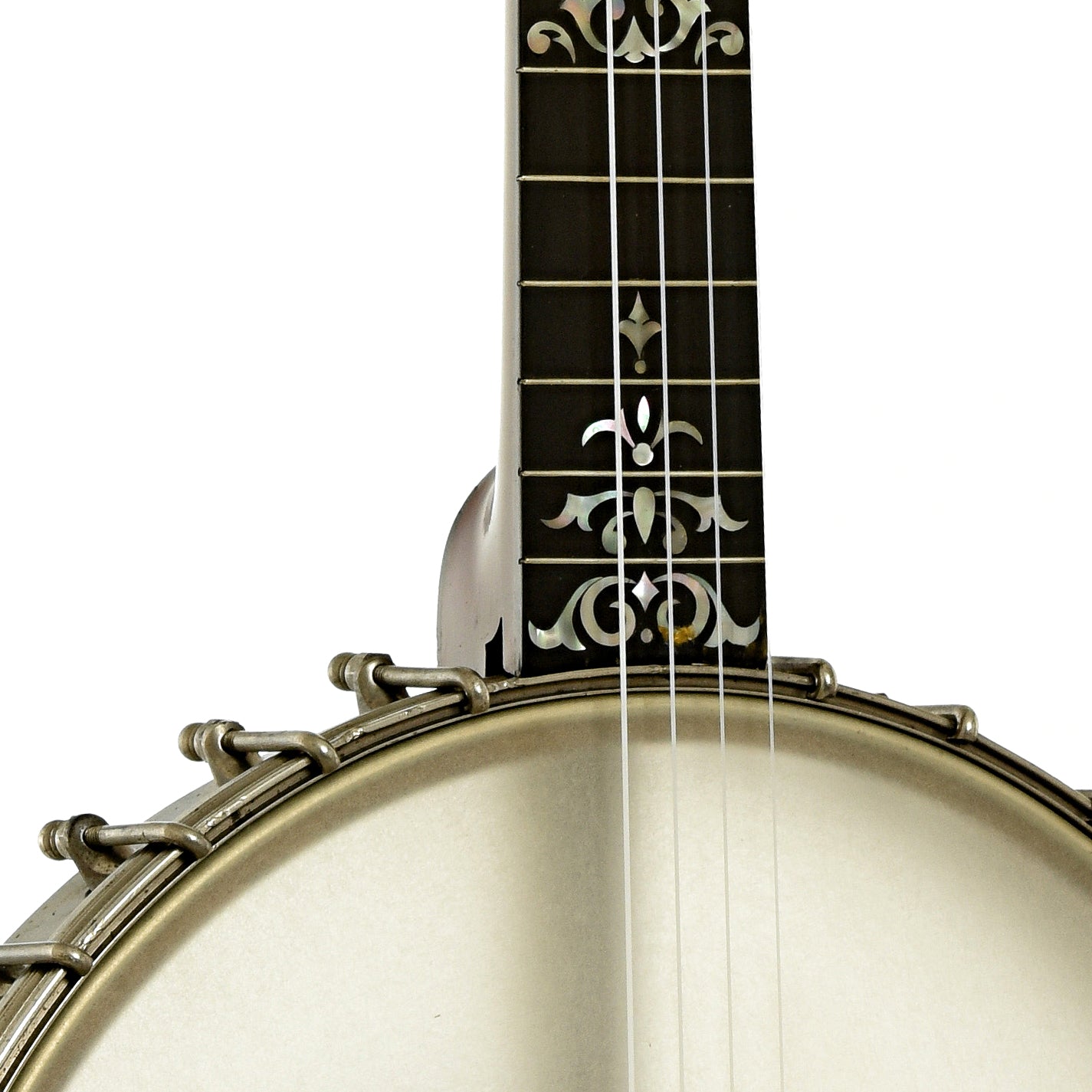 Front neck joint of L.B. Gatcomb Standard 50 Open Back Banjo