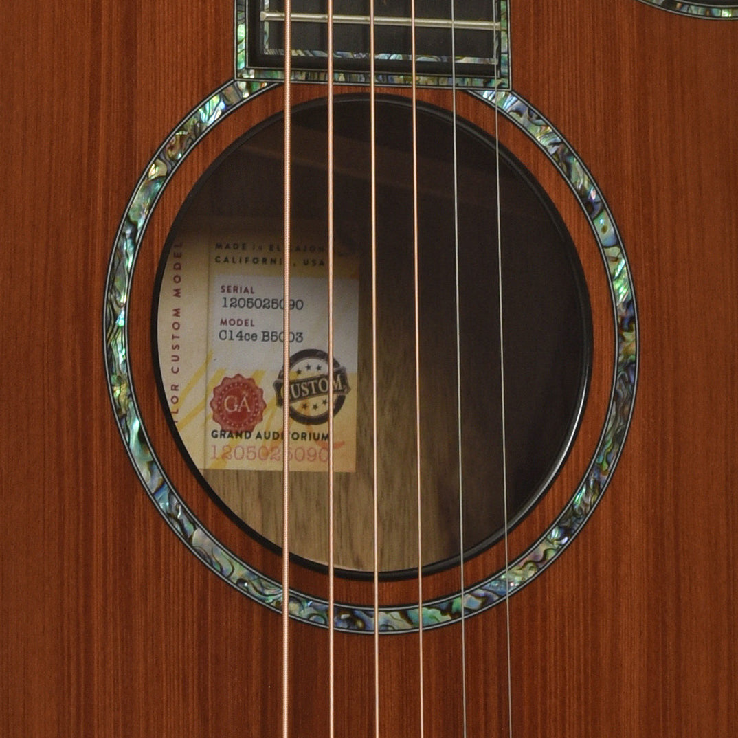 Soundhole of Taylor Custom Shop C14ce B5003 "Canela" Guitar 
