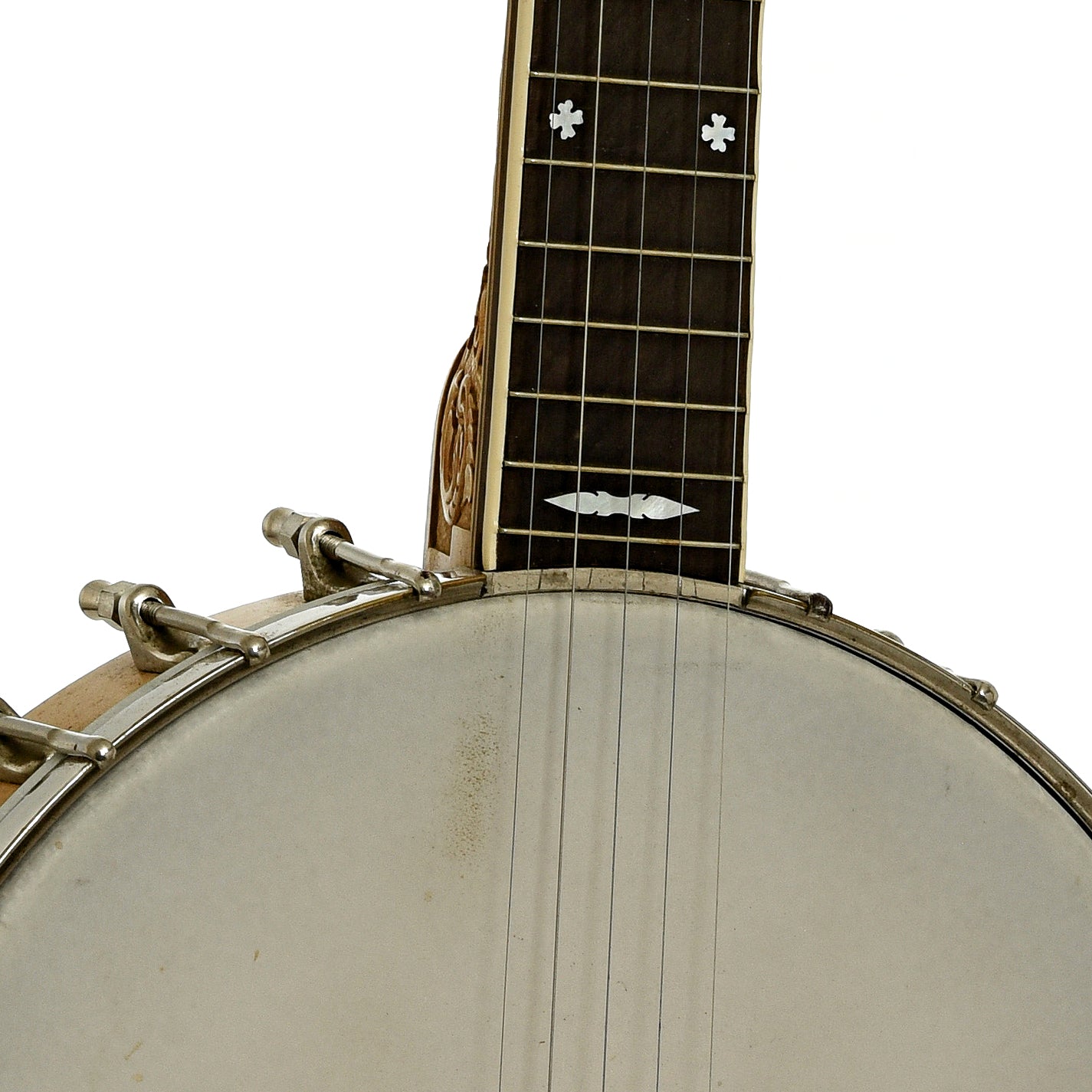 Front neck joint of Bacon Blue Ribbon A1 Special Open Back Banjo
