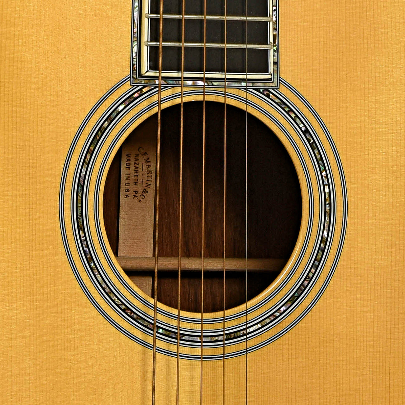 Soundhole of Martin 000-42 Custom Shop 12-Fret Madagascar Acoustic Guitar 
